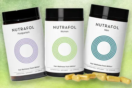 An image of three different Nutrafol haircare products.