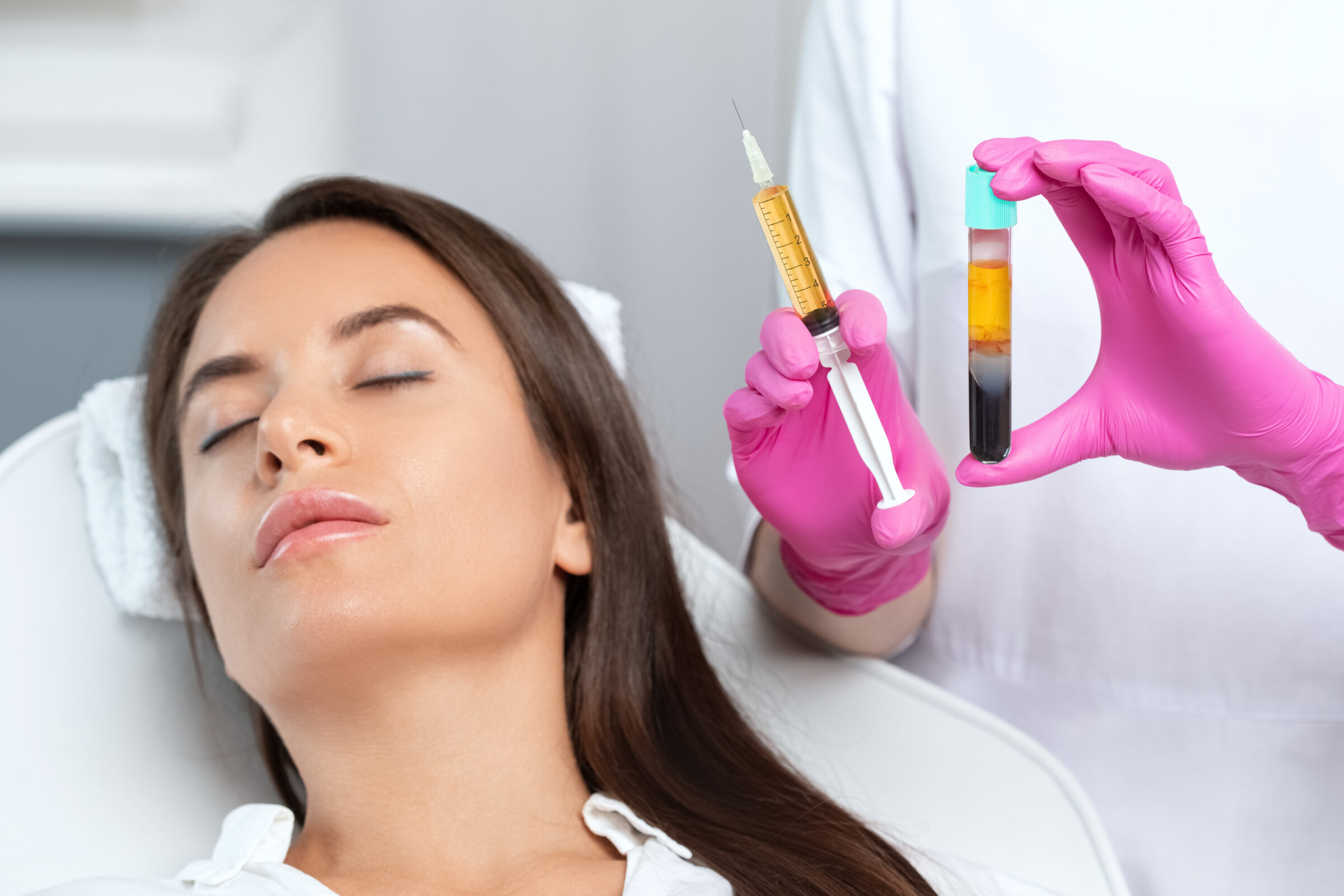 A woman getting PRP treatment